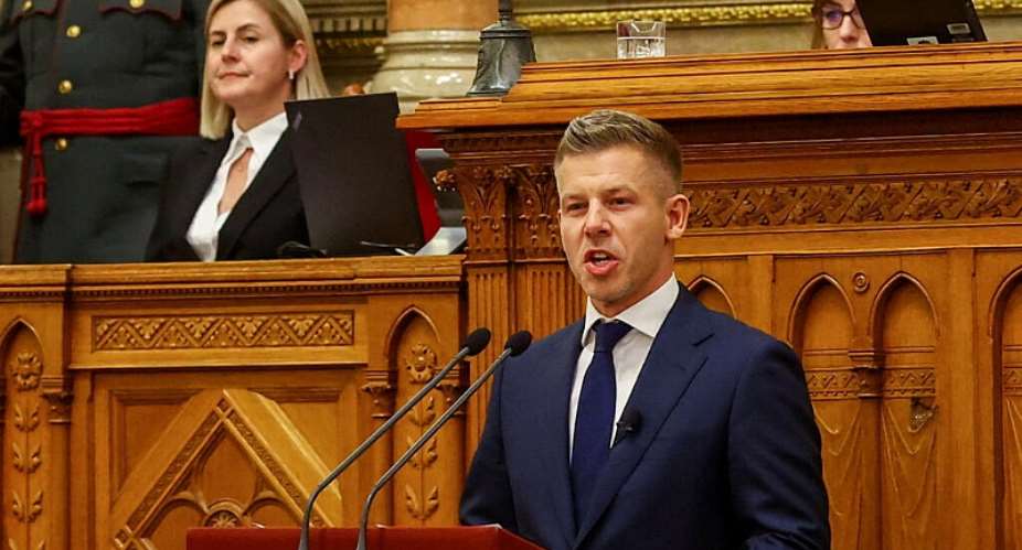 Peter Magyar delivers a speech after becoming Hungarys new Prime Minister, at the Parliament in Budapest, Hungary, May 9, 2026. -  Bernadett Szabo / Reuters