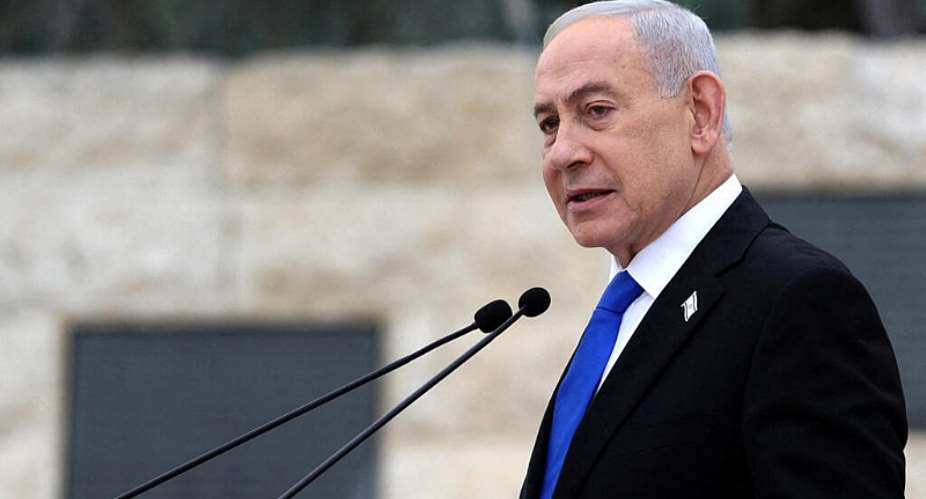 Israel’s Prime Minister Benjamin Netanyahu speaks during a ceremony commemorating Israel’s Remembrance Day for fallen soldiers at the Military Cemetery on Mount Herzl in Jerusalem on April 21, 2026. -  Ilia Yefimovich via Reuters