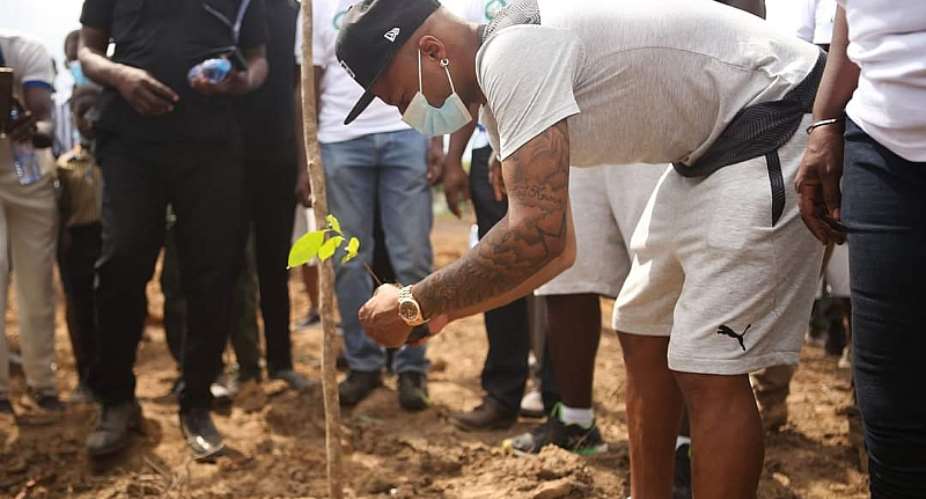 Black Stars captain, Andre Ayew planting a tree