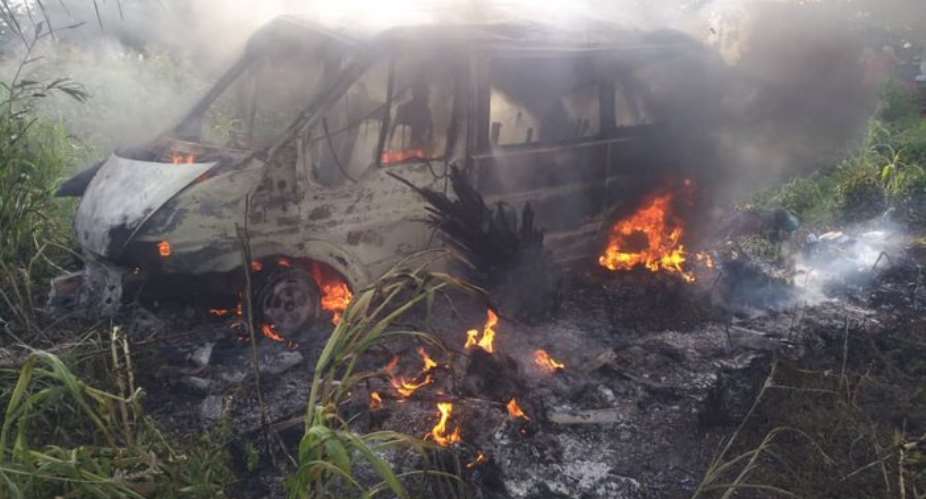 Vehicle burns to ashes, one dead in accident on Akatsi-Dzodze highway