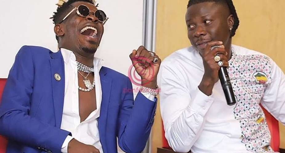 Shatta Wale left and Stonebwoy