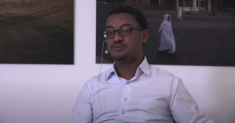 Journalist Tesfalem Waldeyes remains in detention despite having been granted bail. (Screenshot: Blank Spot Project/YouTube)