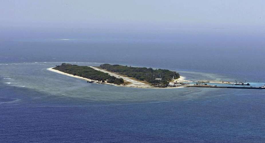 A file photo shows an aerial view of Taiwans Taiping island, also known as Itu Aba, in the Spratly archipelago taken on March 23, 2016. -  Taiwans Ministry of Defense via AP