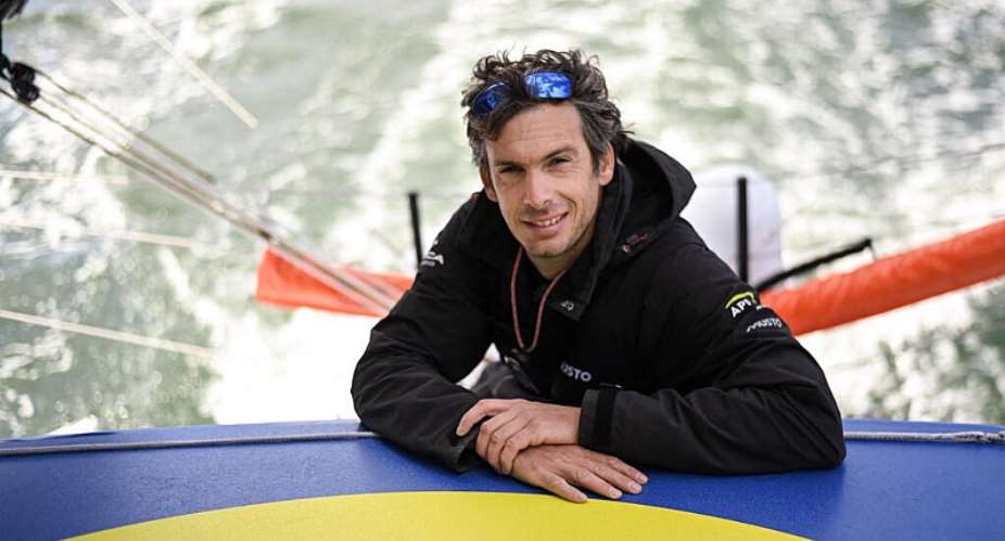 French skipper Charlie Dalin aboard his Imoca monohull MACIF, off Lorient, western France, a few months ahead of the Vendee Globe around-the-world solo sailing race, April 22, 2024. -  Sbastien Salom-Gomis, AFP