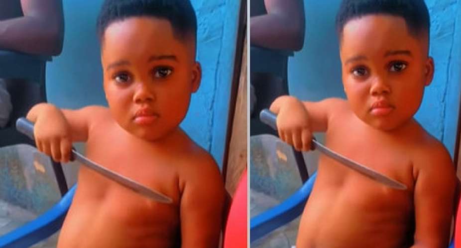 Video Juju at work? Ghanaian child attempting to cut himself with knife