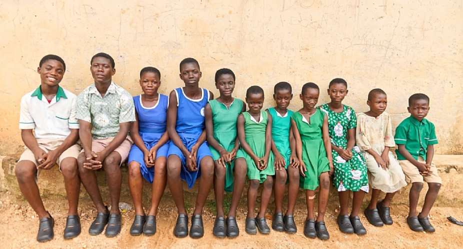 Kobby Kyei donates 1,200 pairs of antimicrobial footwear to schoolchildren in Agona Duakwa