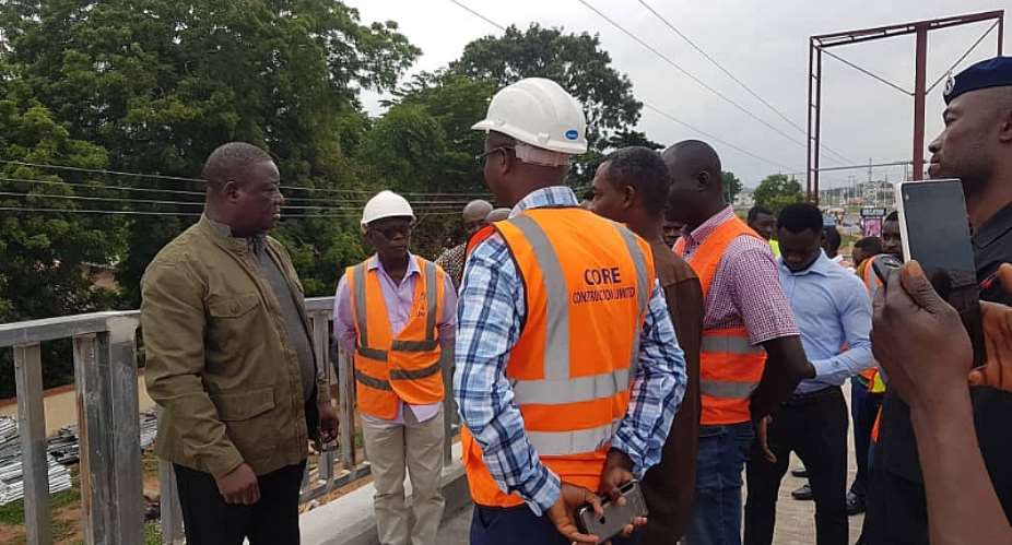 RoadsMinister Inspects Madina-Adenta Footbridge Construction Site