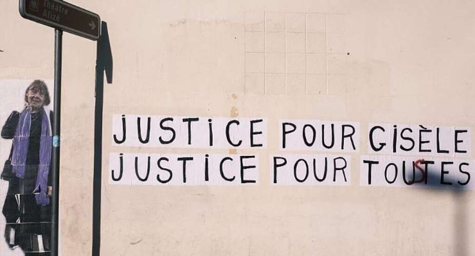 Justice for Gisle, justice for all women reads this collage on a wall in Avignon. -  A. Margueritat