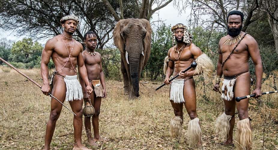 From left Neo Magagula, Ntando Zondi, Senzo Radebe and Sibonile Ngubane in the forthcoming South African TV series Shaka iLembe. - Source: Courtesy Mzansi Magic