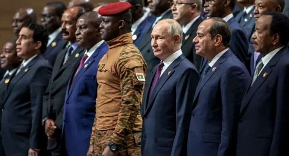 President Vladimir Putin alongside African leaders delegates at the second Russia Africa summit in Saint Petersburg