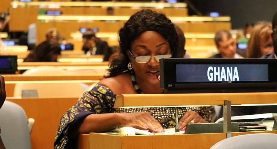 Otiko Djaba, Gender, Children and Social Protection Minister reading her statement