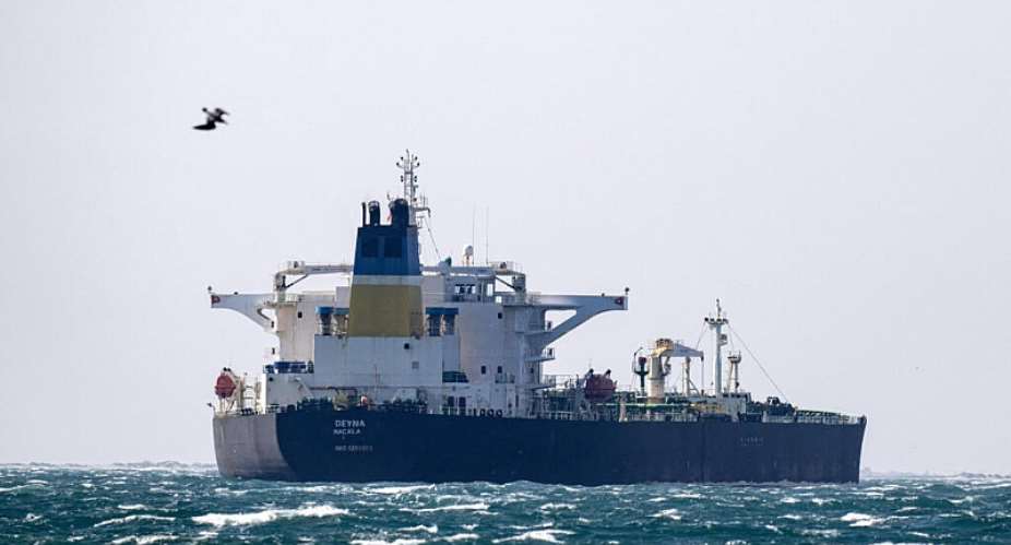 File photo: The Mozambican-flagged oil tanker Deyna, suspected of belonging to Russias shadow fleet, is seen off the coast near the Rainaires beach, close to Port-de-Bouc, in Martigues on March 25, 2026. -  Miguel Medina, AFP