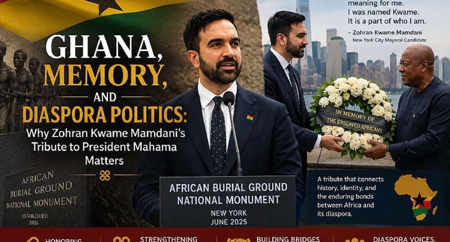 Ghana, Memory, and Diaspora Politics: Why Zohran Kwame Mamdanis Tribute to President Mahama Matters explores identity, remembrance, and African diaspora solidarity highlighting how history continues to shape global political consciousness and Ghanas enduring symbolic place in transnational memory.