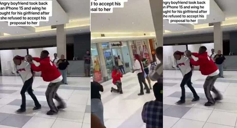 Angry boyfriend disgraces girlfriend, takes back iPhone 15 and expensive wig he bought for her after rejecting his public proposal