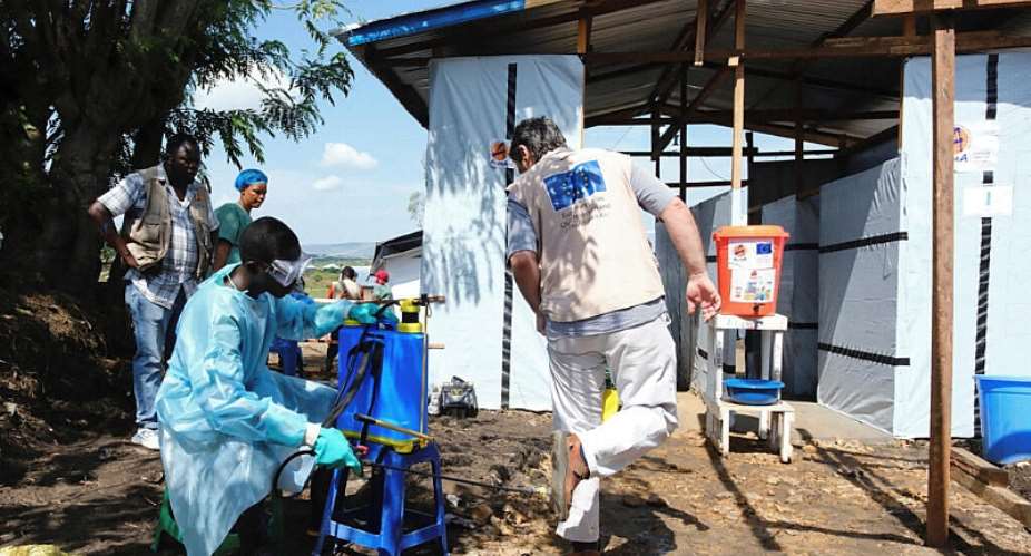 A member of the European Union delegation at a treatment centre for the Ebola response set up by Alliance for International Medical Action (ALIMA) International NGO, in Rwampara outside Bunia, Ituri province, Democratic Republic of Congo, on 7 June, 2026. - REUTERS - Gradel Muyisa Mumbere