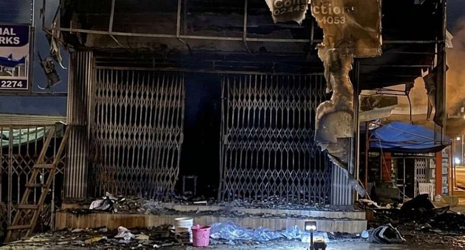 Fire Service prevents fire from spreading after commercial shop burns at Asokwa