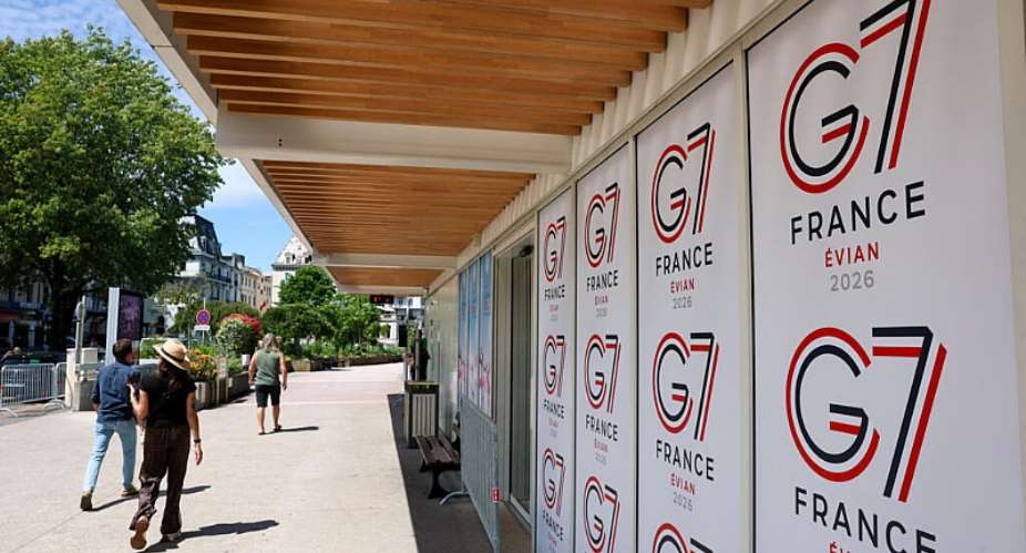 G7 logos are pictured on the pier ahead of the G7 summit in Evian-les-Bains, France on June 12, 2026. -  Denis Baliboouse, Reuters