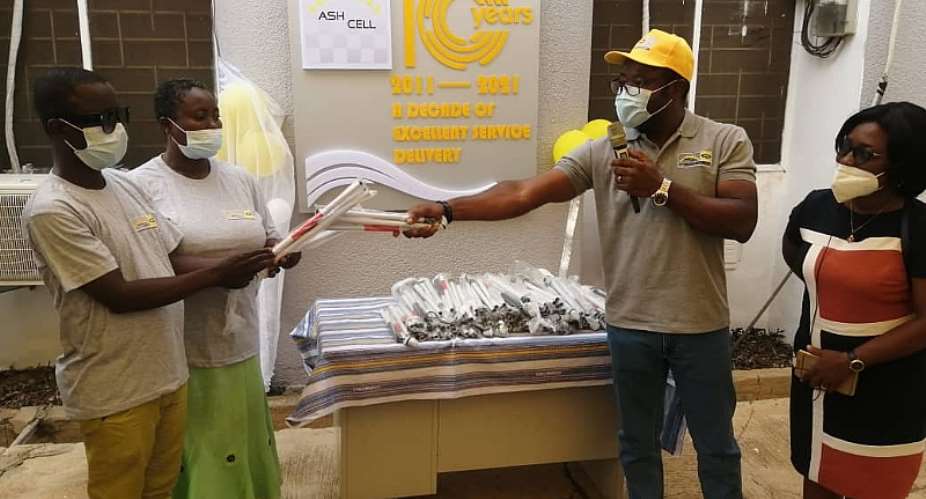 Ash cell celebrates 10years, donates to Ghana Blind Union
