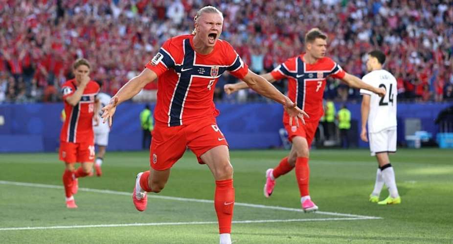 Erling Haaland of Norway celebrates after scoring his teams opener at Boston Stadium on June 16, 2026. -  Justin Setterfield, Getty Images via AP