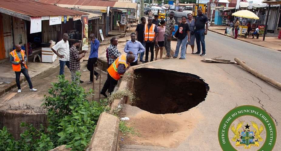 The caved portion of the HTU road