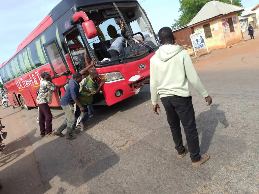 VIP bus narrowly escapes tragedy in Walewale after near collision with motorcyclist