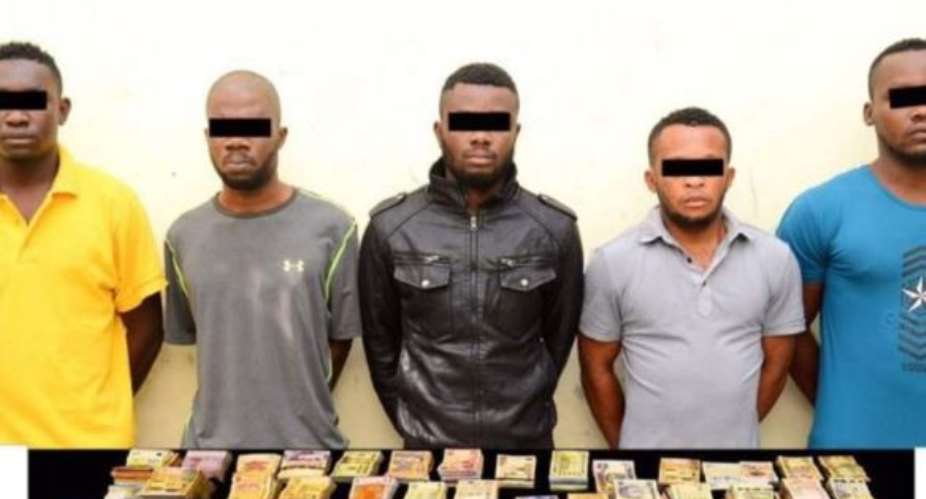 Five Nigerian men arrested in the UAE for allegedly stealing Dh 2.3 million Dinars N225m from a Bureau de Change.