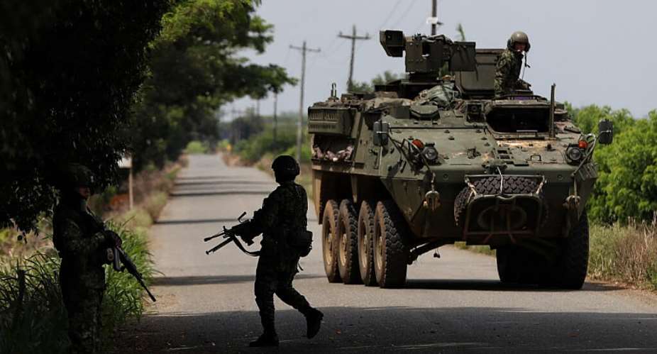 Soldiers patrol a road in Jamundi, Colombia, May 20, 2026 -  Santiago Saldarriaga, AP
