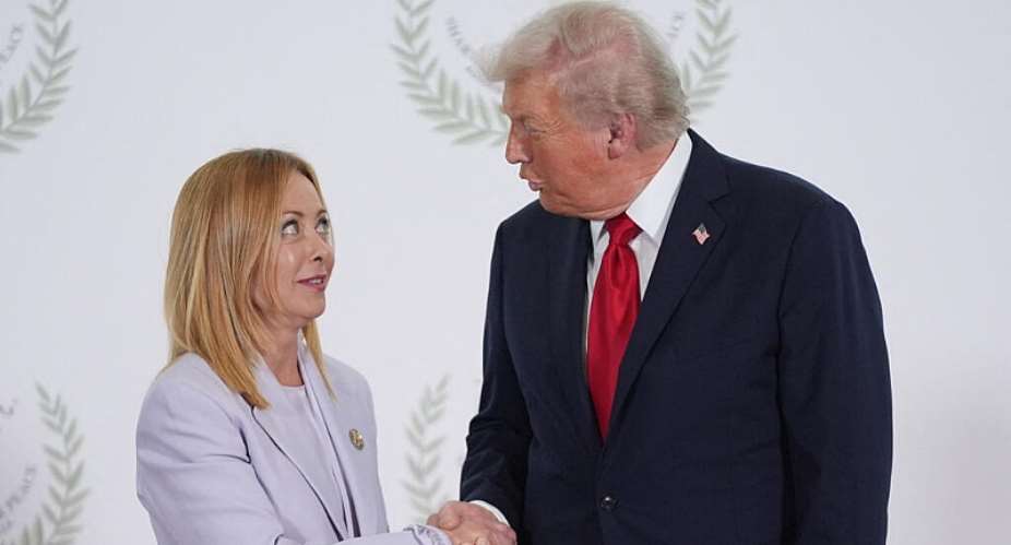 File photo: US President Donald Trump greets Italian Prime Minister Giorgia Meloni during a summit on Gaza in Sharm el-Sheikh on October 13, 2025. -  Evan Vucci, AFP
