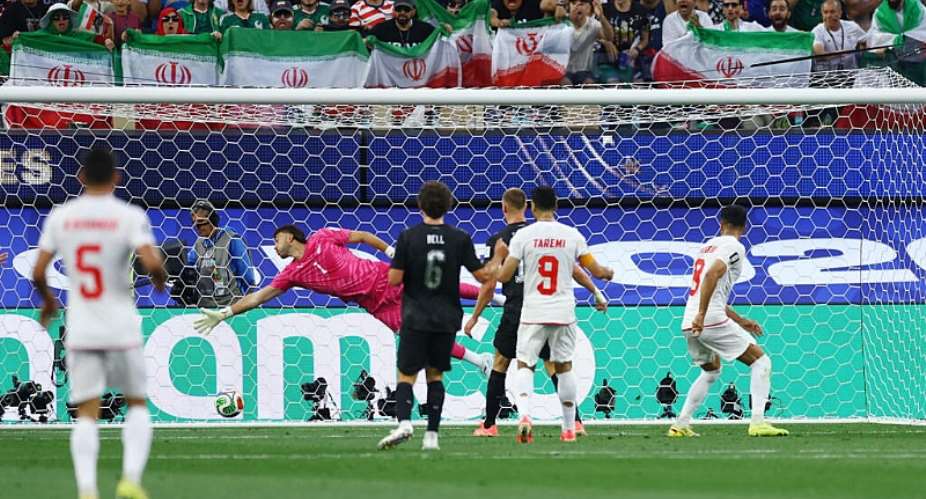 Irans Mohammad Mohebbi scores their second goal against New Zealand on June 15, 2026. -  Matthew Childs, Reuters