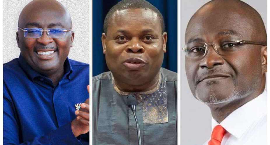 Left to Right: Former Vice President Dr. Mahamudu Bawumia, IMANI Africa Founding President Franklin Cudjoe, and former Assin Central MP Kennedy Agyapong