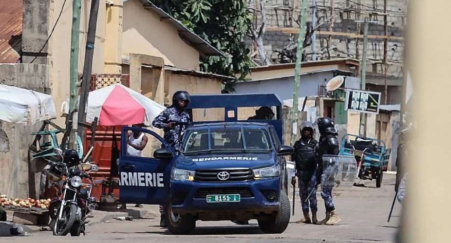 Togolese Gendarmerie in Togos capital Lom on June 6, 2025, a day on which protesters demonstrated against the government. Two French outlets have since been suspended for undermining Togos image. (Photo: AFP)