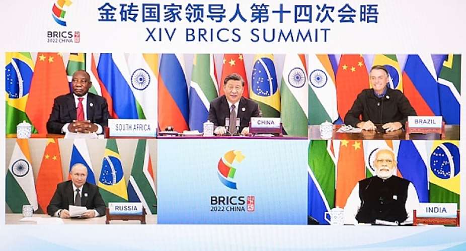 Chinese President Xi Jinping hosted the 14th BRICS Summit via video link in Beijing. South African President Cyril Ramaphosa, Brazilian President Jair Bolsonaro, Russian President Vladimir Putin and Indian Prime Minister Narendra Modi attended the summit.  - Source: Li TaoXinhua via Getty Images