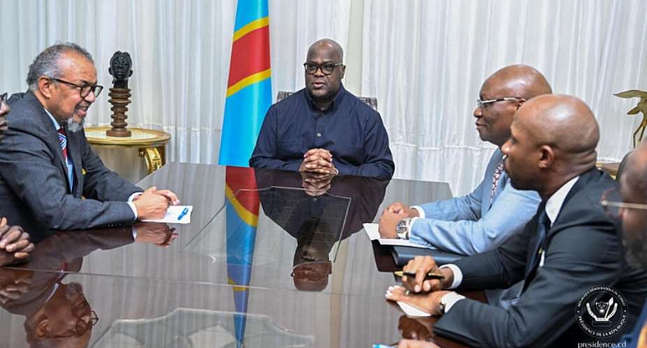 WHO Director-General Tedros Adhanom Ghebreyesus meets with Democratic Republic of Congo President Felix Tshisekedi during a visit in Kinshasa, on 1 June, 2026. - via REUTERS - Democratic Republic of Congo Pre