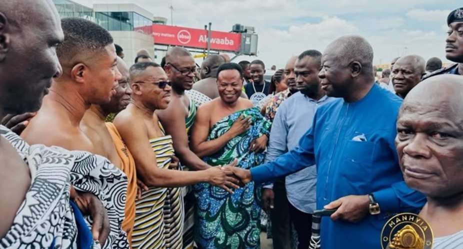 Asantehene receives rousing homecoming at Prempeh Airport after Europe, North America tour