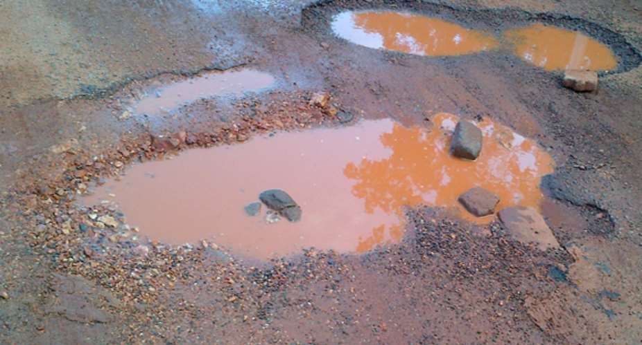 Potholes on the Accra Newtown roads