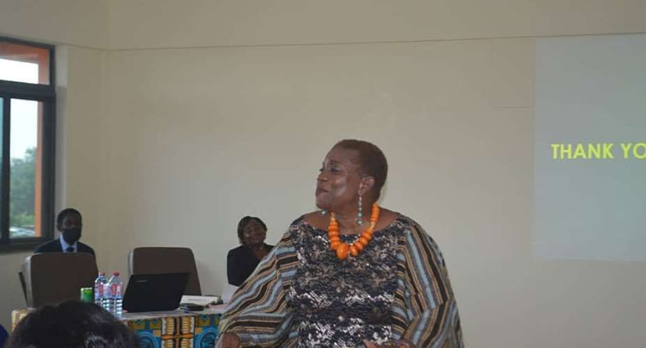 Director General Ghana TVET Service, Mrs. Mawusi Nudekor Awity, addressing the new  recruits