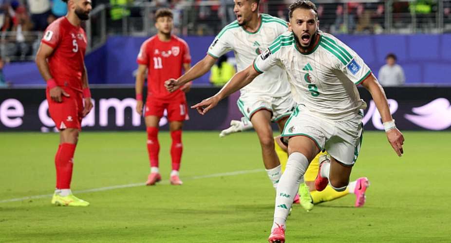 Algerias Amine Gouiri #9 of Algeria celebrates scoring his teams second goal during the FIFA World Cup 2026 match with Jordan on June 22, 2026. -  Stu Forster, AFP
