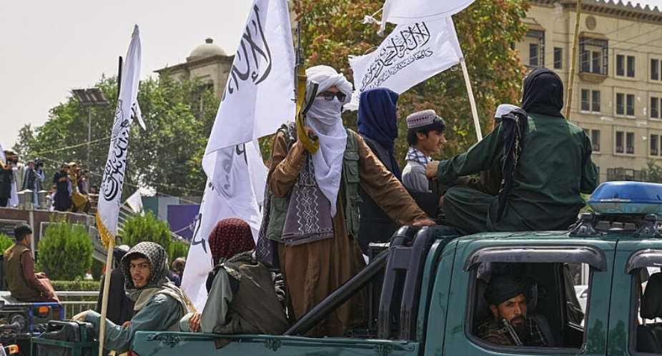 File photo of Taliban fighters and supporters during celebrations marking the fourth anniversary of the US withdrawal taken in Kabul, Afghanistan on August 15, 2025. -  Nava Jamshidi, AP