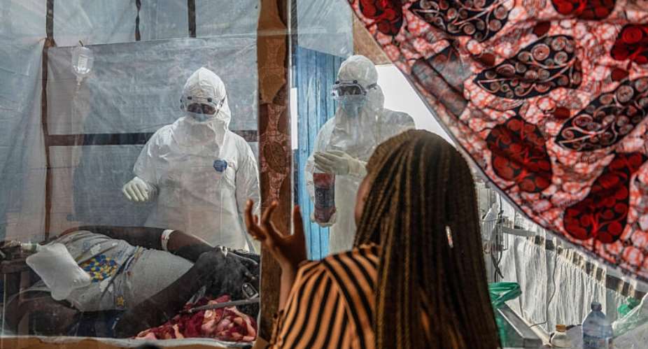 Health workers care for an Ebola patient at the Rwampara treatment centre in Ituri province, Democratic Republic of Congo, on 18 June 2026. -  AP/Moses Sawasawa