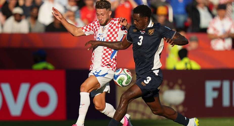 Panamas Jose Cordoba (3) and Croatias Marco Pasalic (24) vie for the ball during the World Cup Group L soccer match between Panama and Croatia in Toronto on June 23, 2026. -  Stephanie Scarbrough, AP