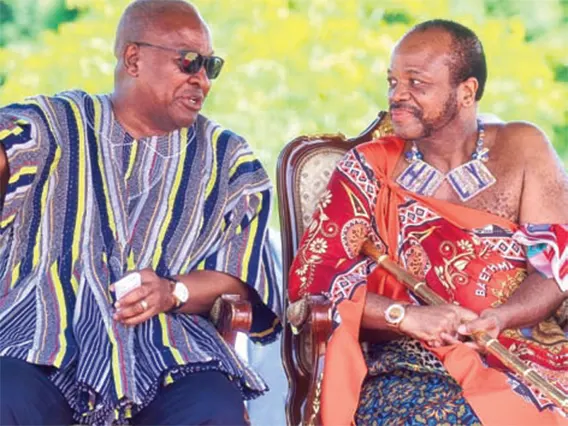 President John Mahama in a chat with King Mswati III during his visit