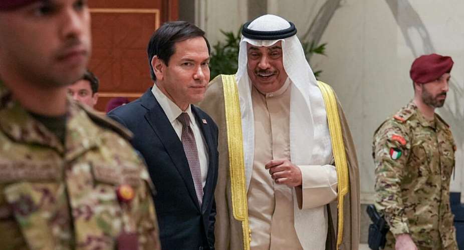 US Secretary of State Marco Rubio with the Crown Prince of Kuwait, Sabah Khaled Al-Hamad Al-Sabah, after their meeting in Kuwait on June 24, 2026 -  Eric Lee, AFP