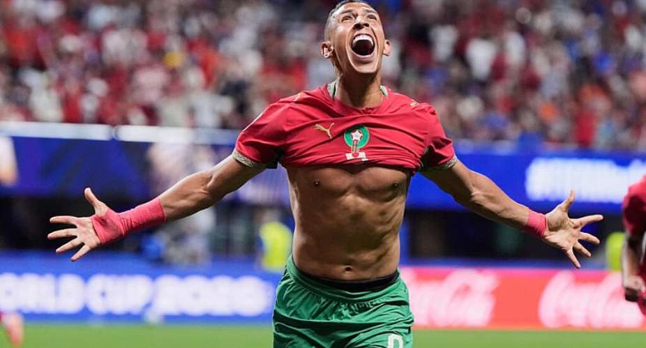 Soufiane Rahimi’s joy after scoring the winning goal against Haiti at the World Cup. -  Mike Stewart, AP