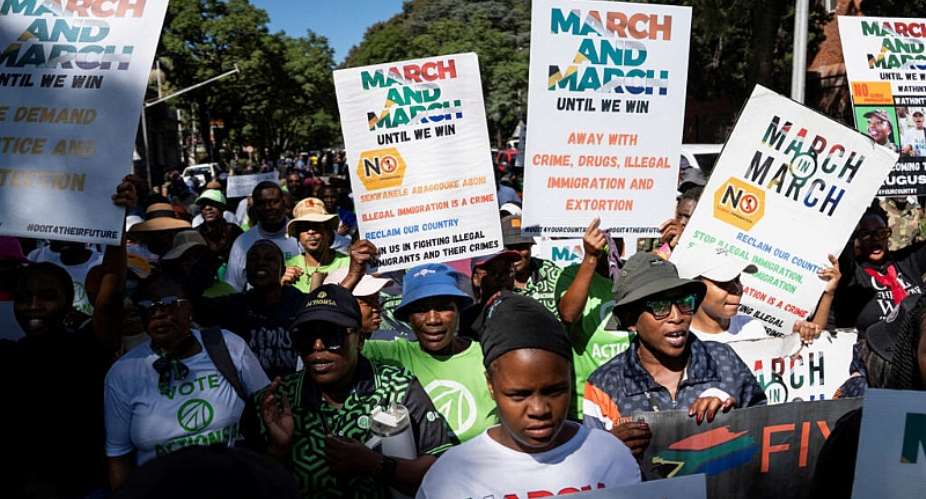A protest against illegal immigration in Pretoria, South Africa, 28 April. -  Reuters/Ihsaan Haffejee