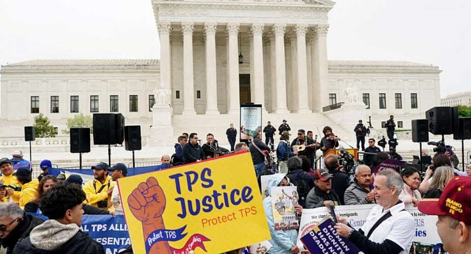 File photo - Immigrants rights activists and demonstrators attend a rally outside the US Supreme Court, as justices were scheduled to hear arguments on whether the administration of US President Donald Trump can end the Temporary Protected Status (TPS) of Syrian and Haitian nationals, in Washington, DC, on April 29, 2026. -  Nathan Howard, Reuters