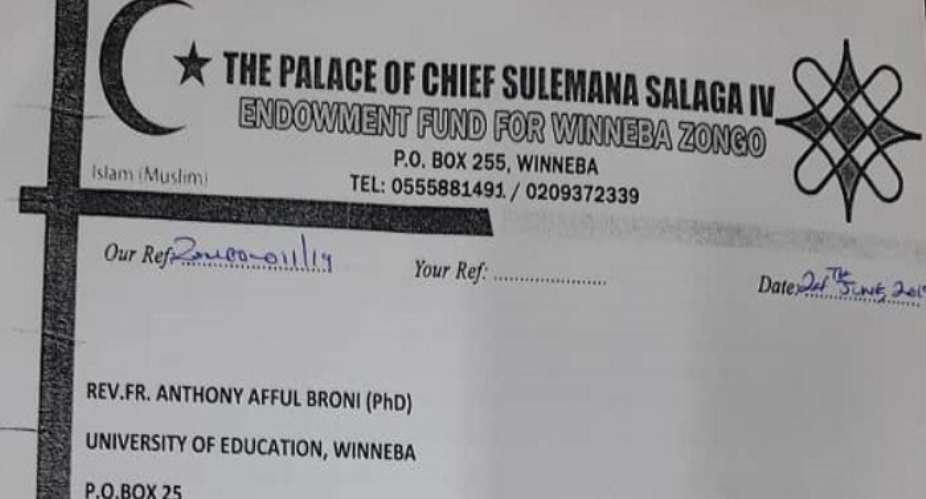 The Recent Letter From The Palace Of Chief Sulemana Salaga IV