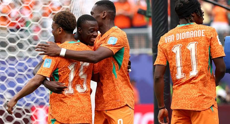 Nicolas Pepe of Cote dIvoire celebrates with teammates after scoring his teams first goal during the FIFA World Cup 2026 Group E match between Curacao and Cote DIvoire. -  Darrian Traynor, AFP