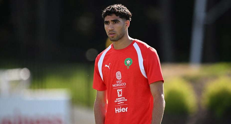 Moroccos defender Achraf Hakimi takes part in a training session at The Pingry School in Basking Ridge, New Jersey on June 21, 2026, during the 2026 World Cup football tournament. -  Mauro Pimentel, AFP
