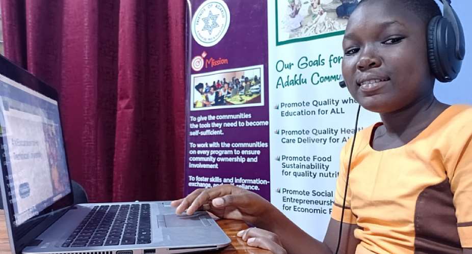 Christabel Gegefe, Student of Adaklu Goefe DA JHS and 1st among the top 5 students from Adaklu at the Girls-In-ICT programme