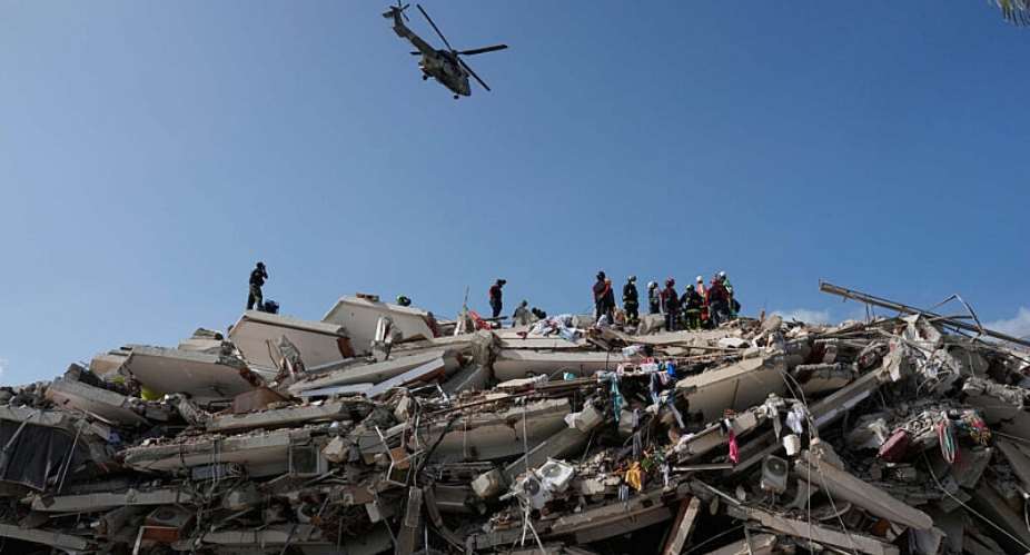 Rescue workers search through the rubble three days after earthquakes struck Catia La Mar, Venezuela, Saturday, June 27, 2026. -  Fernando Vergara, AP
